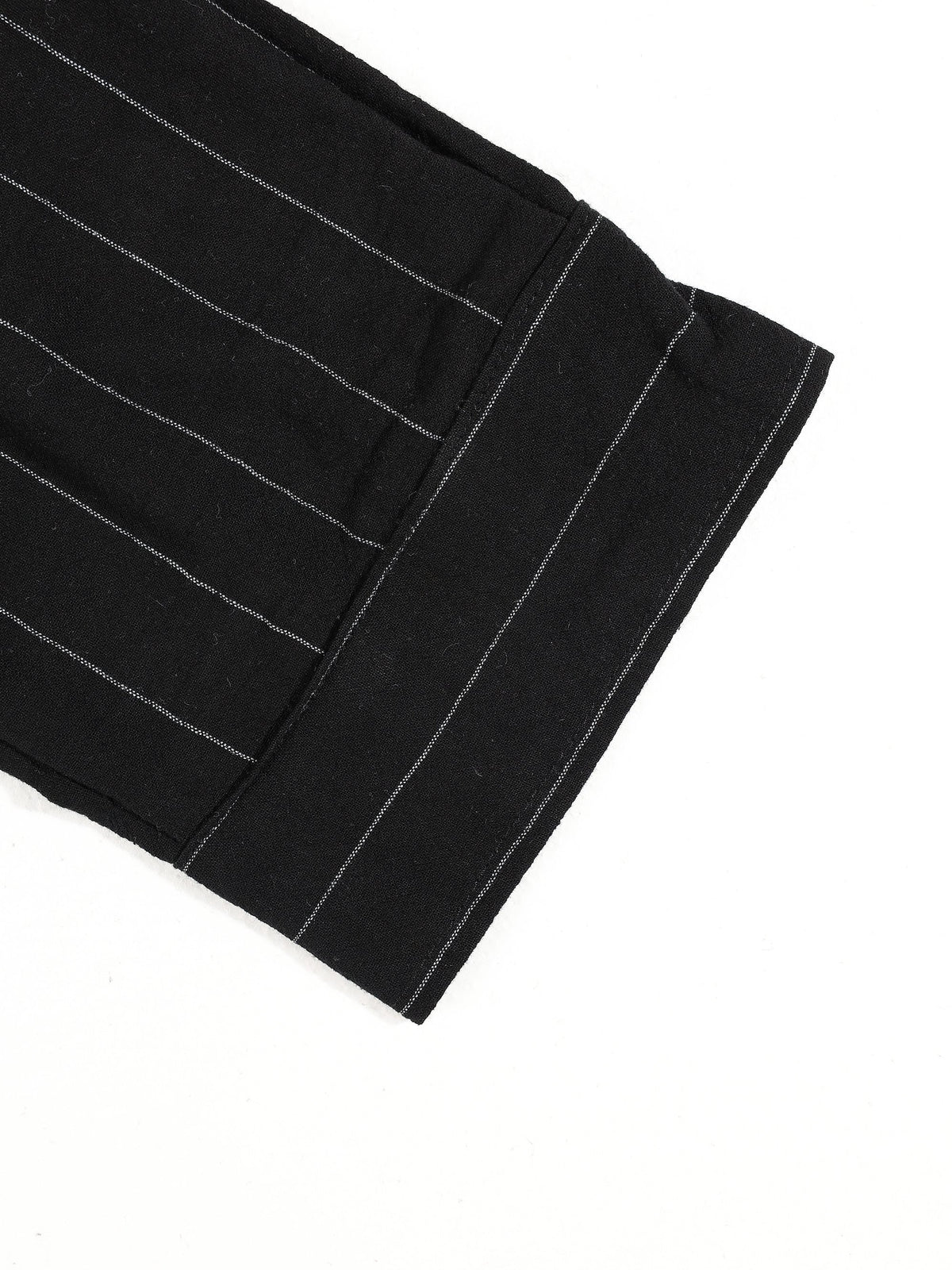 Men's striped long-sleeve shirt with a stand-up collar and trousers