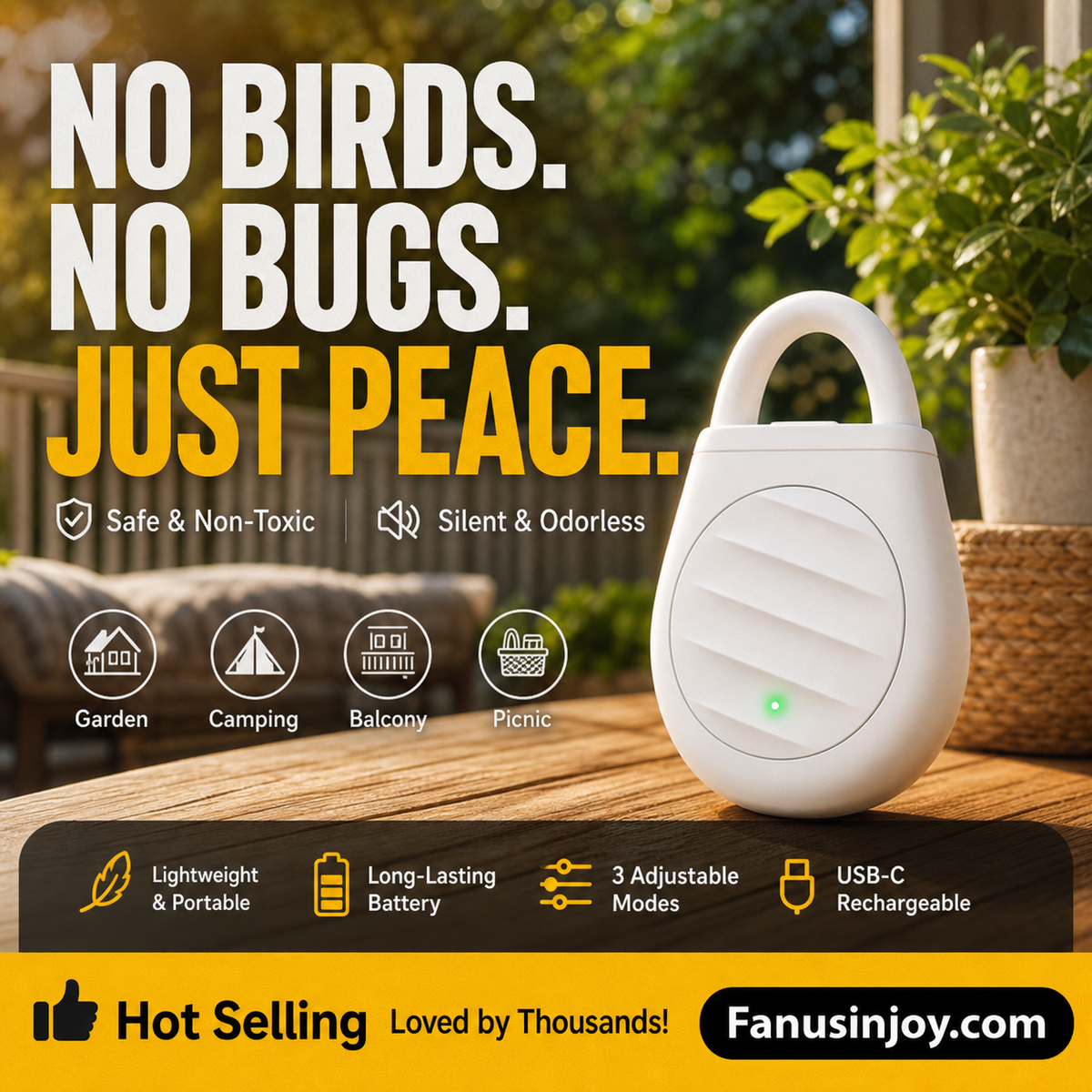 🔥Limited time offer Buy 3 get 2 free!🐦No more trouble from birds, beasts and locusts!Portable Ultrasonic Bird Repellent Keychain