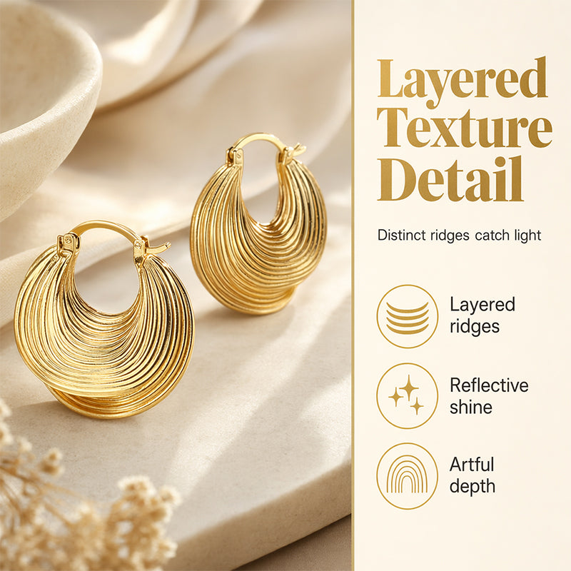 Women's Fashion Textured Hoop Earrings