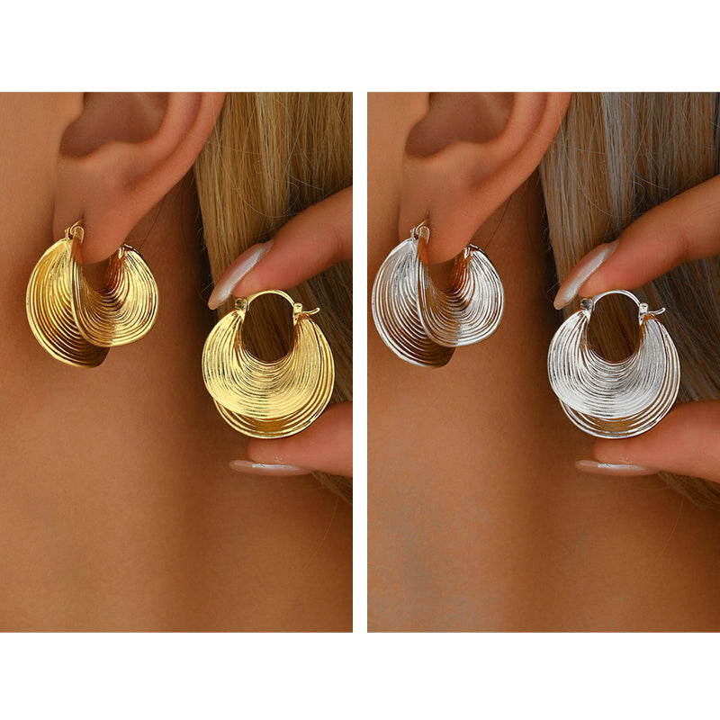Women's Fashion Textured Hoop Earrings