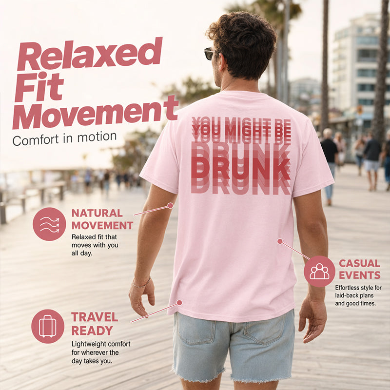 ⏳Time-Limited Special⏰Men's Funny Graphic T-Shirt | "You Might Be Drunk" Print Short Sleeve Crew Neck Tee for Casual Everyday Wear