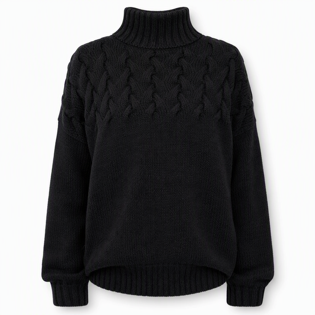 Casual solid color turtleneck knitted sweater