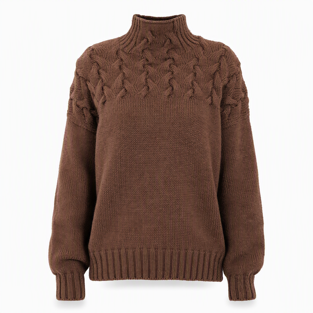 Casual solid color turtleneck knitted sweater