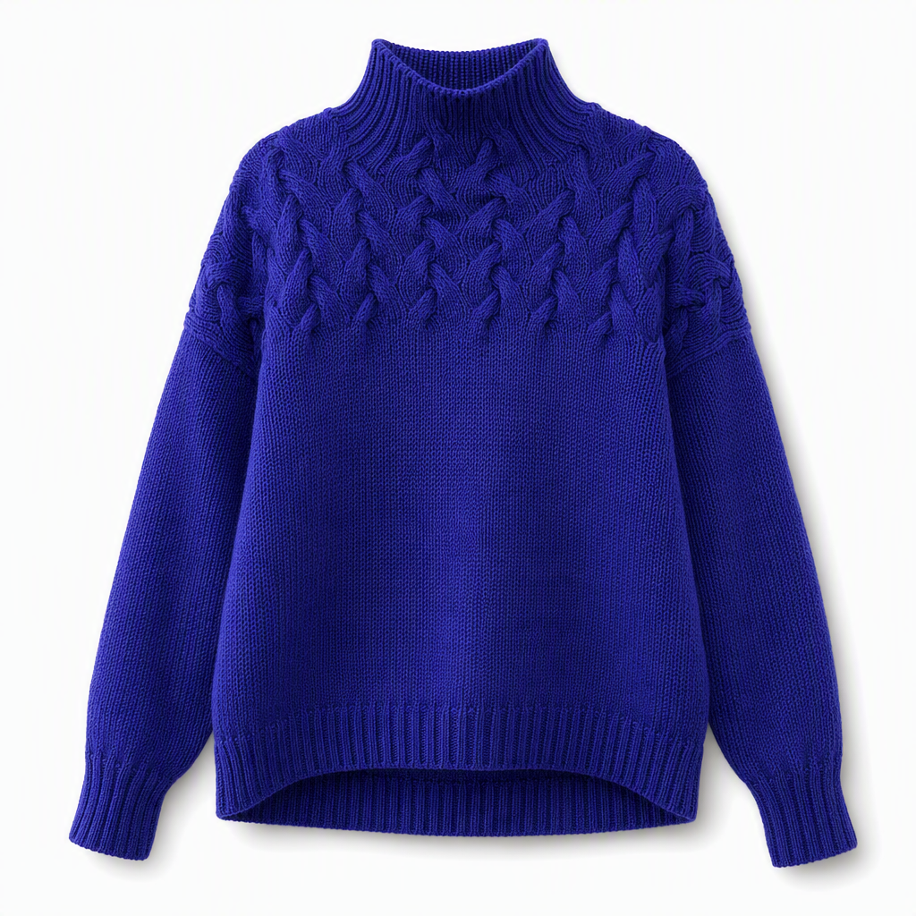 Casual solid color turtleneck knitted sweater