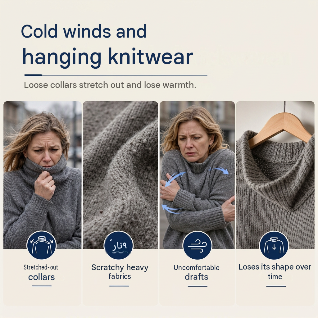 Casual solid color turtleneck knitted sweater
