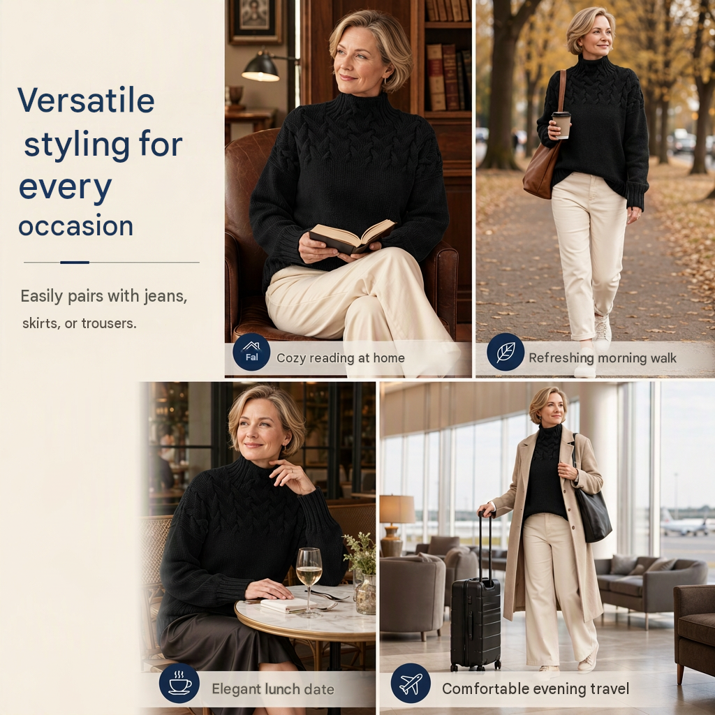 Casual solid color turtleneck knitted sweater
