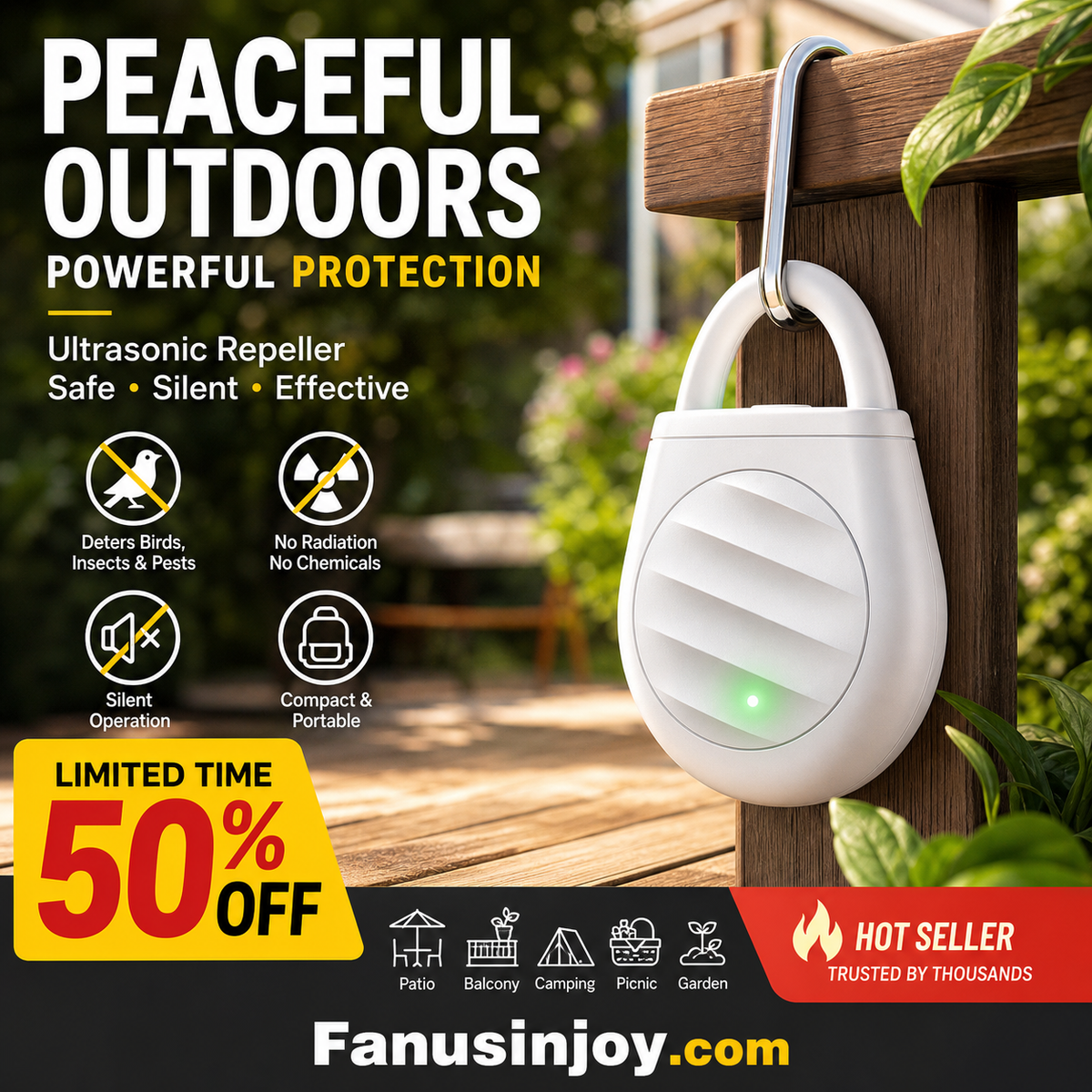 🔥Limited time offer Buy 3 get 2 free!🐦No more trouble from birds, beasts and locusts!Portable Ultrasonic Bird Repellent Keychain
