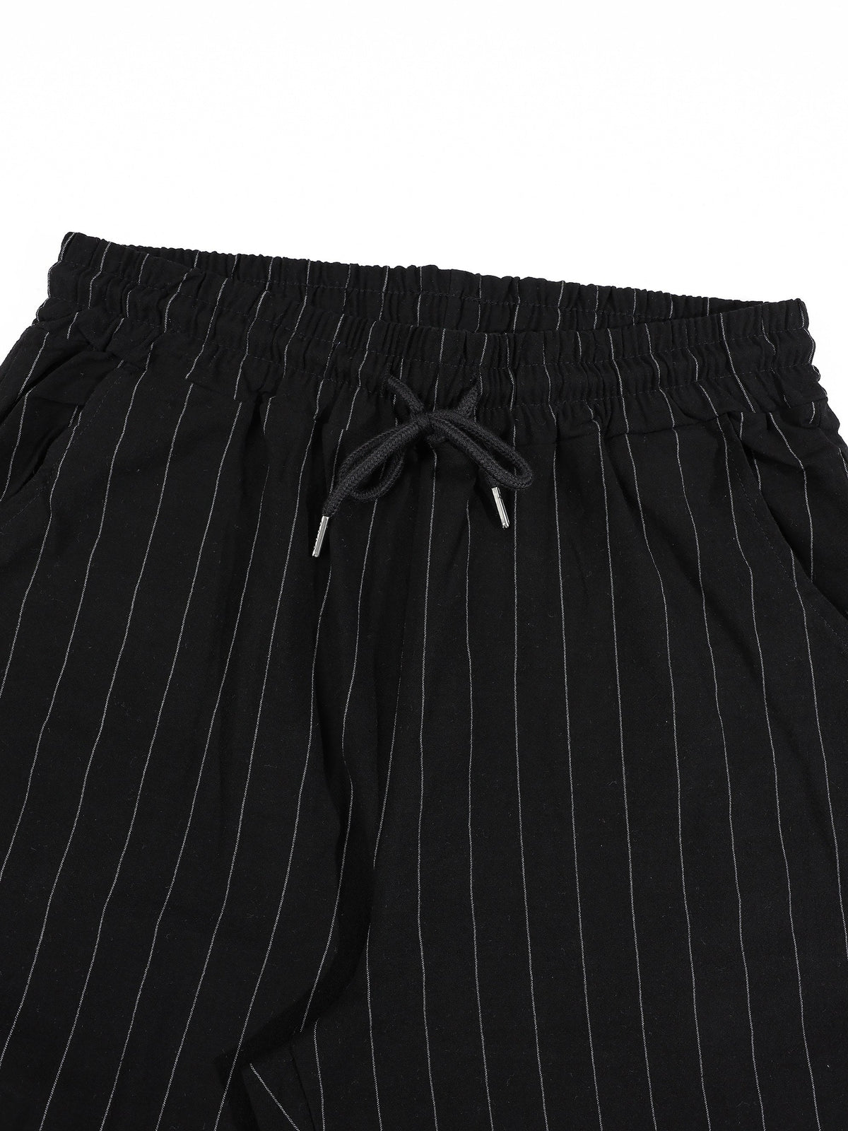 Men's striped long-sleeve shirt with a stand-up collar and trousers
