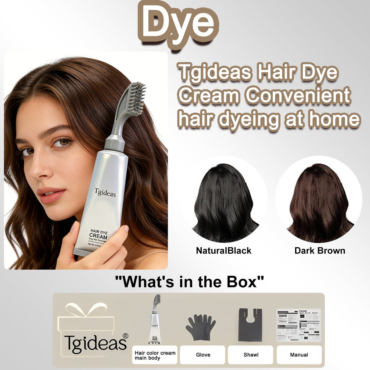 Comb‑In Hair Dye Comb- Natural Black & Dark Brown