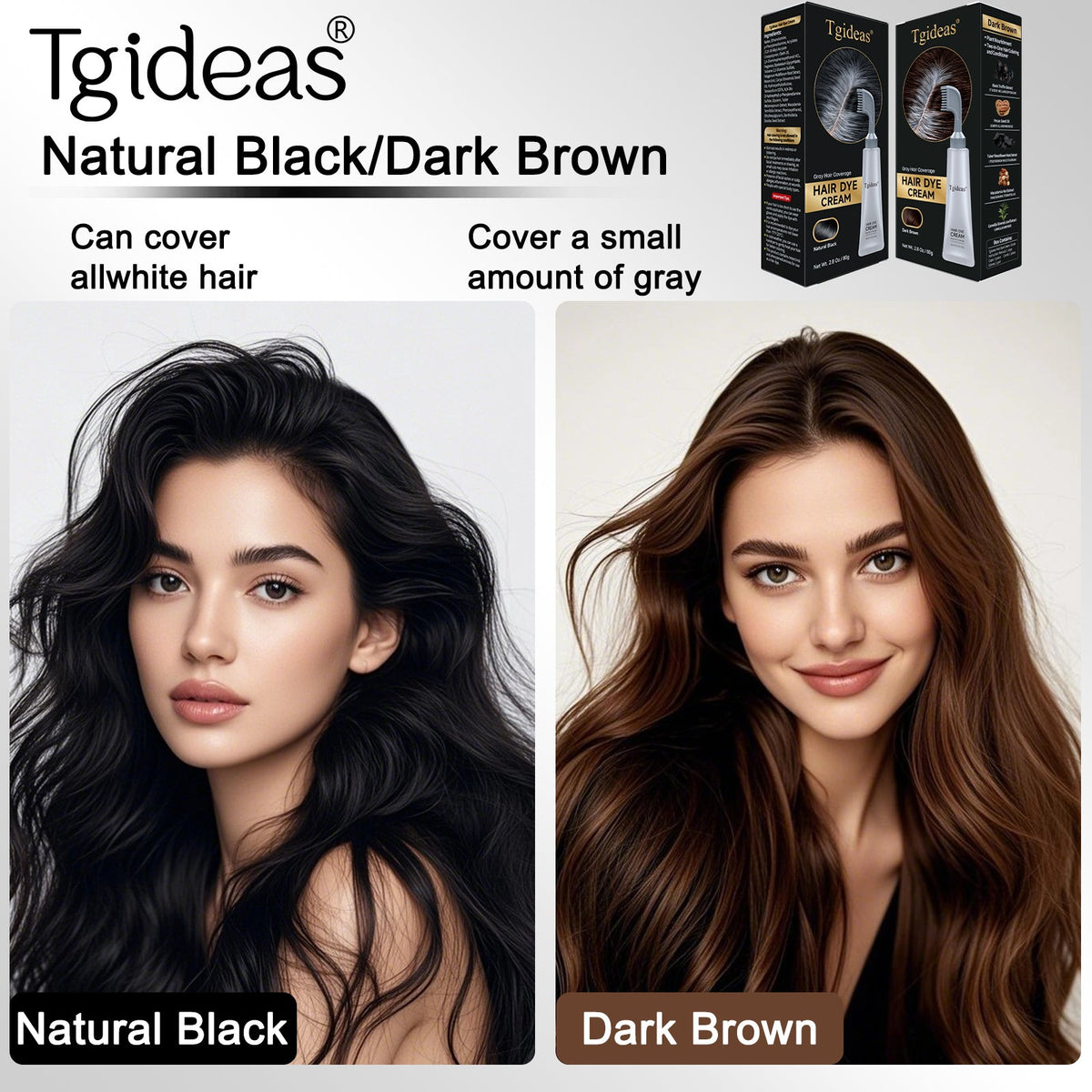 Comb‑In Hair Dye Comb- Natural Black & Dark Brown