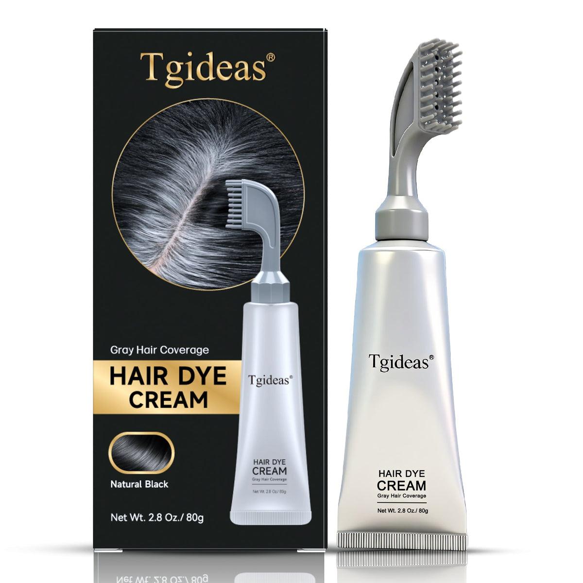 Comb‑In Hair Dye Comb- Natural Black & Dark Brown