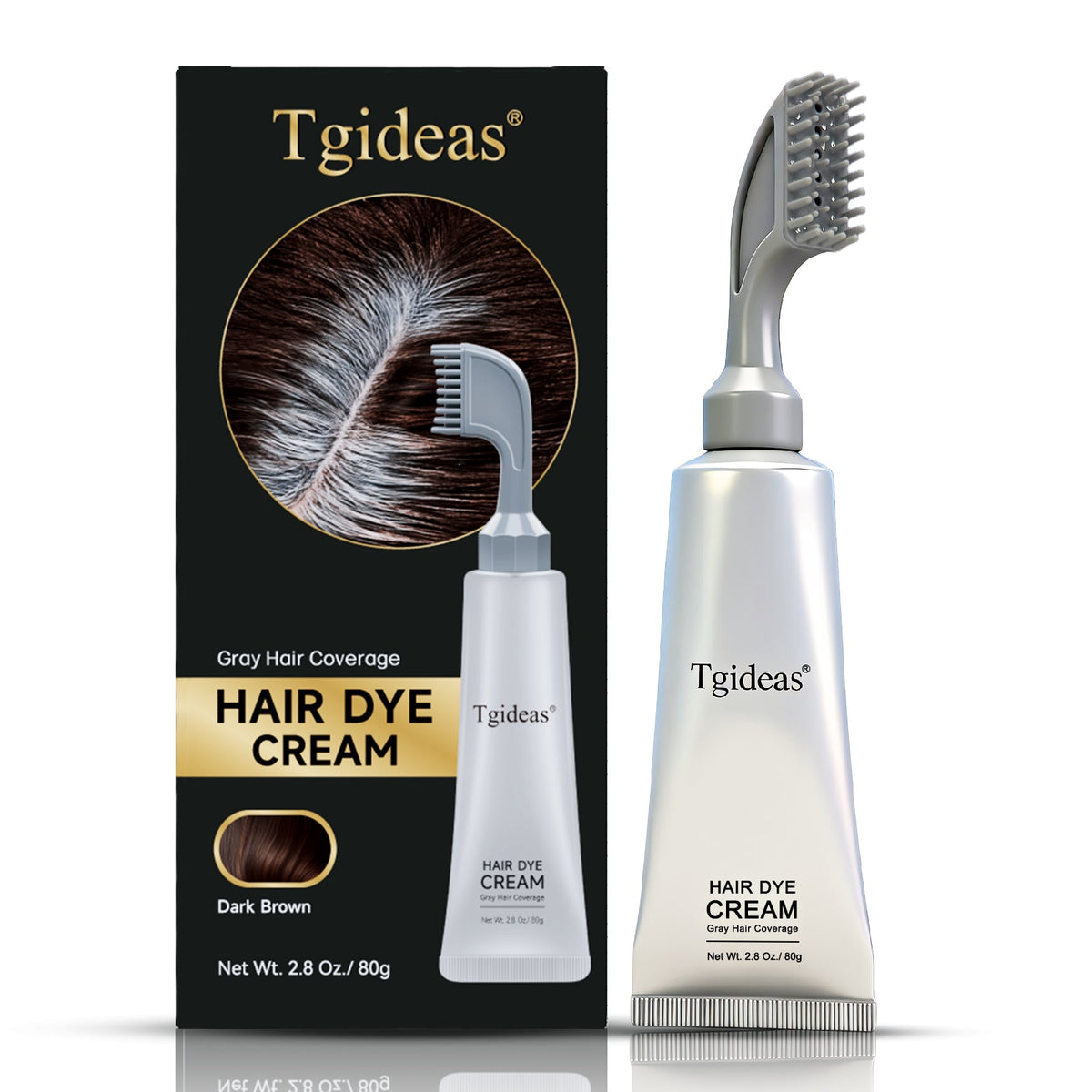 Comb‑In Hair Dye Comb- Natural Black & Dark Brown