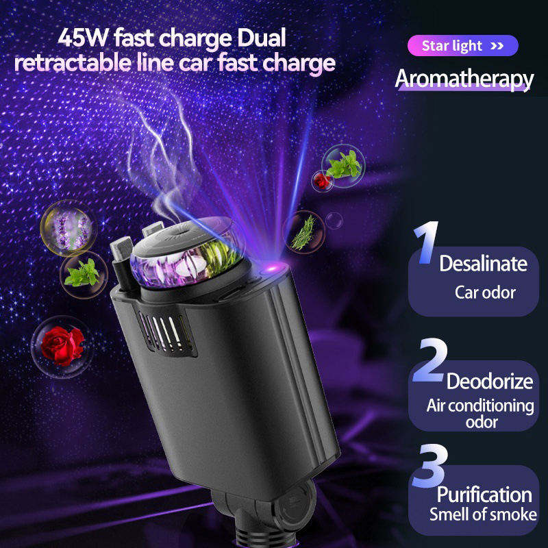 Three-In-One Multifunctional Car Charger, Perfume Machine, Starry Sky Ceiling Light