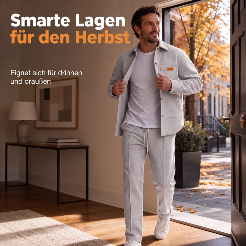 Two-Piece Men's Leisure Set: Waffle Knit Jacket and Pants