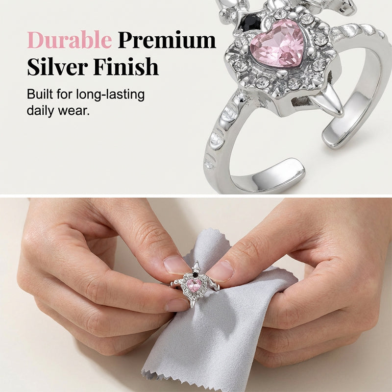⏳Time-Limited Special⏰Vintage Sword Piercing Heart Ring – Adjustable, Pink Rhinestone, Gothic Edge ⚔️