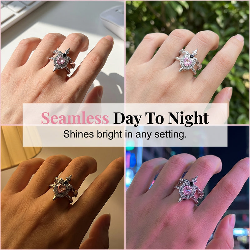 ⏳Time-Limited Special⏰Vintage Sword Piercing Heart Ring – Adjustable, Pink Rhinestone, Gothic Edge ⚔️