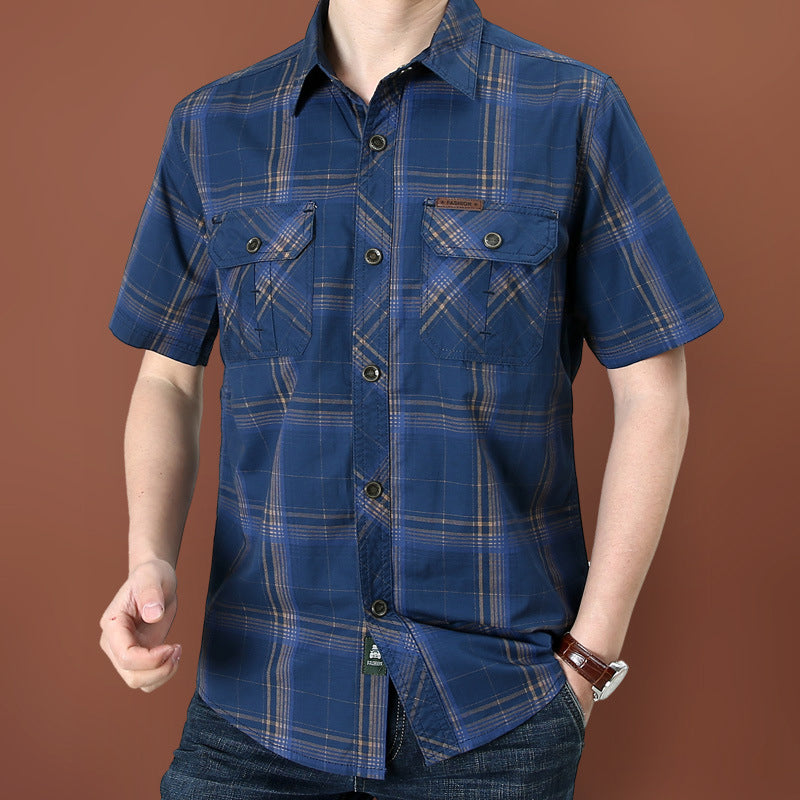 👔50% OFF! 🍂 Men's Casual Plaid Short Sleeve Shirt – Classic Pattern, Relaxed Fit, Breathable Comfort ✨