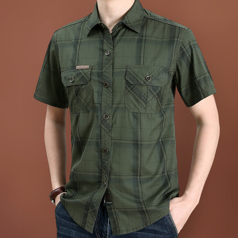 👔50% OFF! 🍂 Men's Casual Plaid Short Sleeve Shirt – Classic Pattern, Relaxed Fit, Breathable Comfort ✨