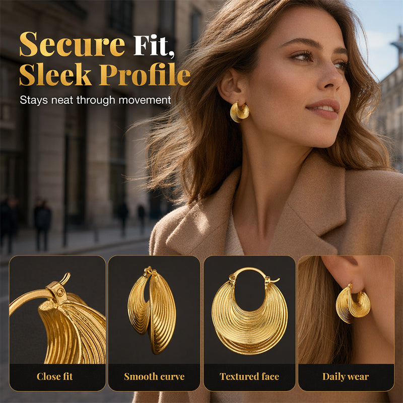 Women's Fashion Textured Hoop Earrings