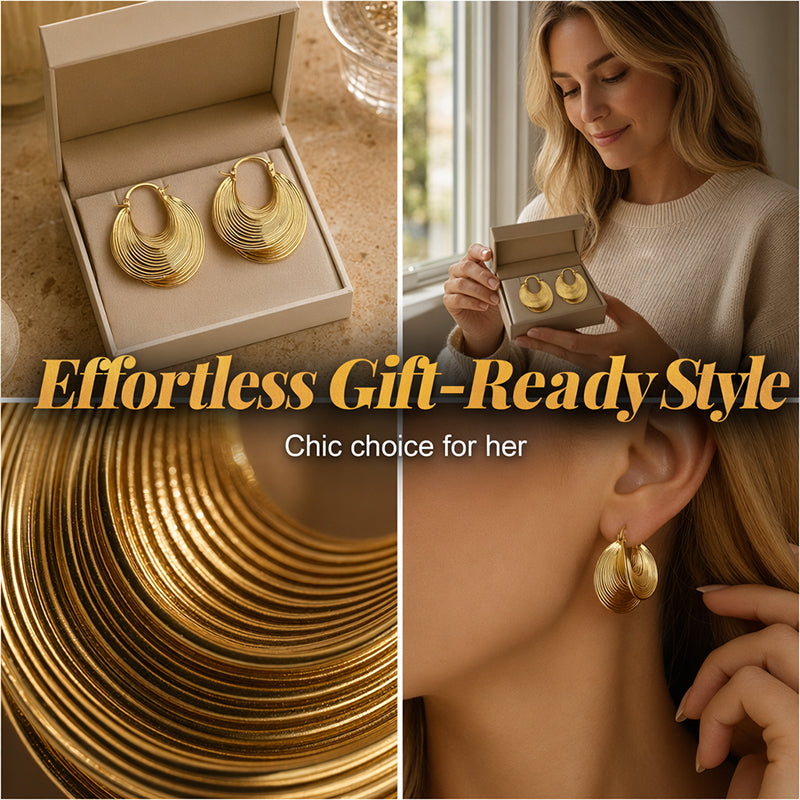 Women's Fashion Textured Hoop Earrings