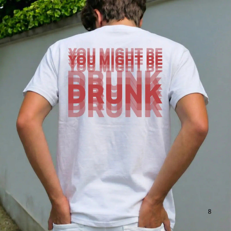 ⏳Time-Limited Special⏰Men's Funny Graphic T-Shirt | "You Might Be Drunk" Print Short Sleeve Crew Neck Tee for Casual Everyday Wear