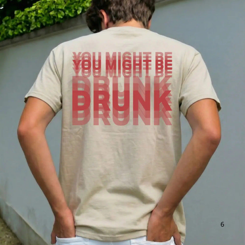 ⏳Time-Limited Special⏰Men's Funny Graphic T-Shirt | "You Might Be Drunk" Print Short Sleeve Crew Neck Tee for Casual Everyday Wear