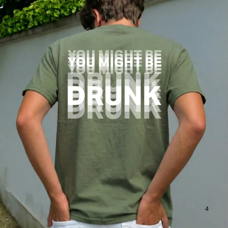 ⏳Time-Limited Special⏰Men's Funny Graphic T-Shirt | "You Might Be Drunk" Print Short Sleeve Crew Neck Tee for Casual Everyday Wear