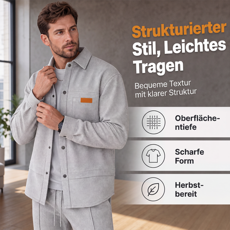 Two-Piece Men's Leisure Set: Waffle Knit Jacket and Pants