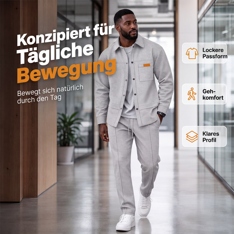 Two-Piece Men's Leisure Set: Waffle Knit Jacket and Pants