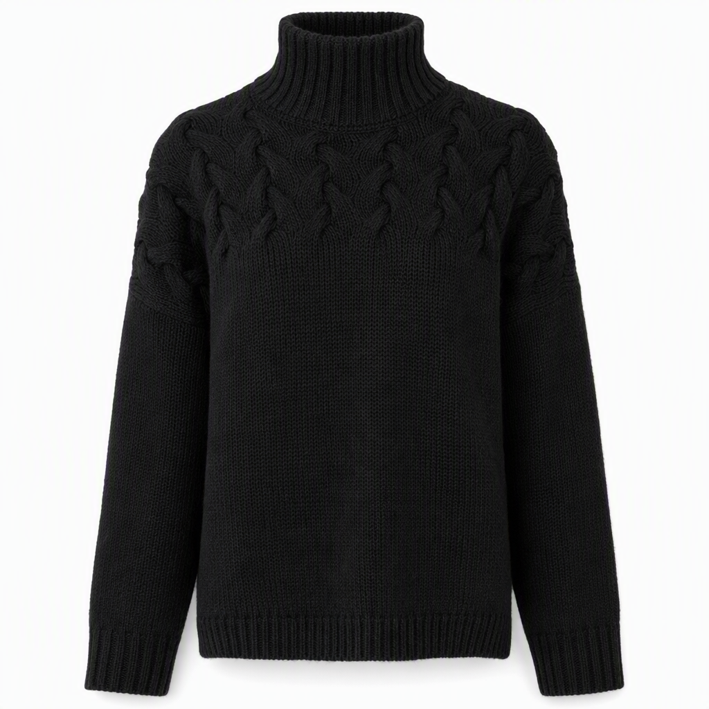 Casual solid color turtleneck knitted sweater