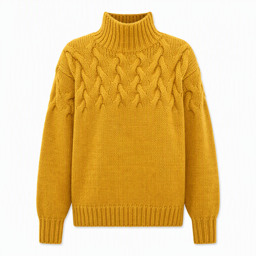 Casual solid color turtleneck knitted sweater
