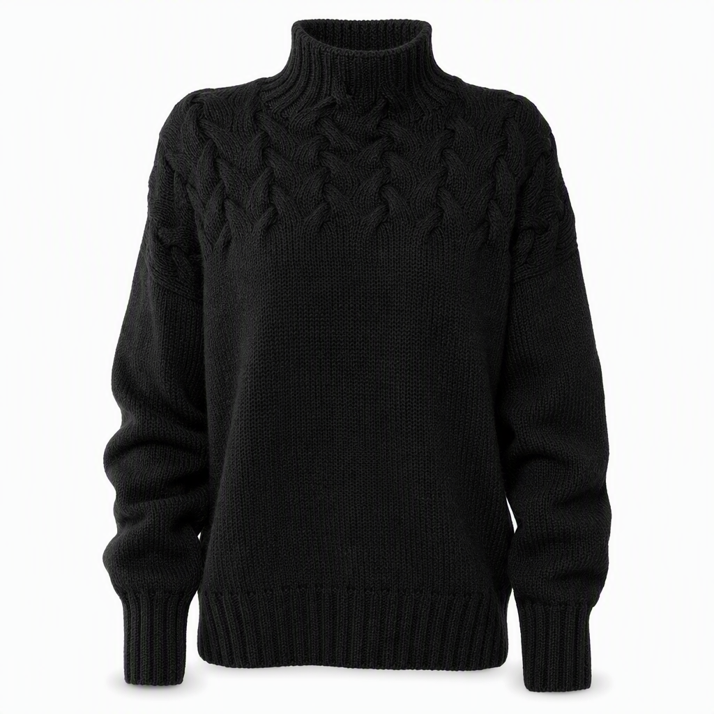 Casual solid color turtleneck knitted sweater
