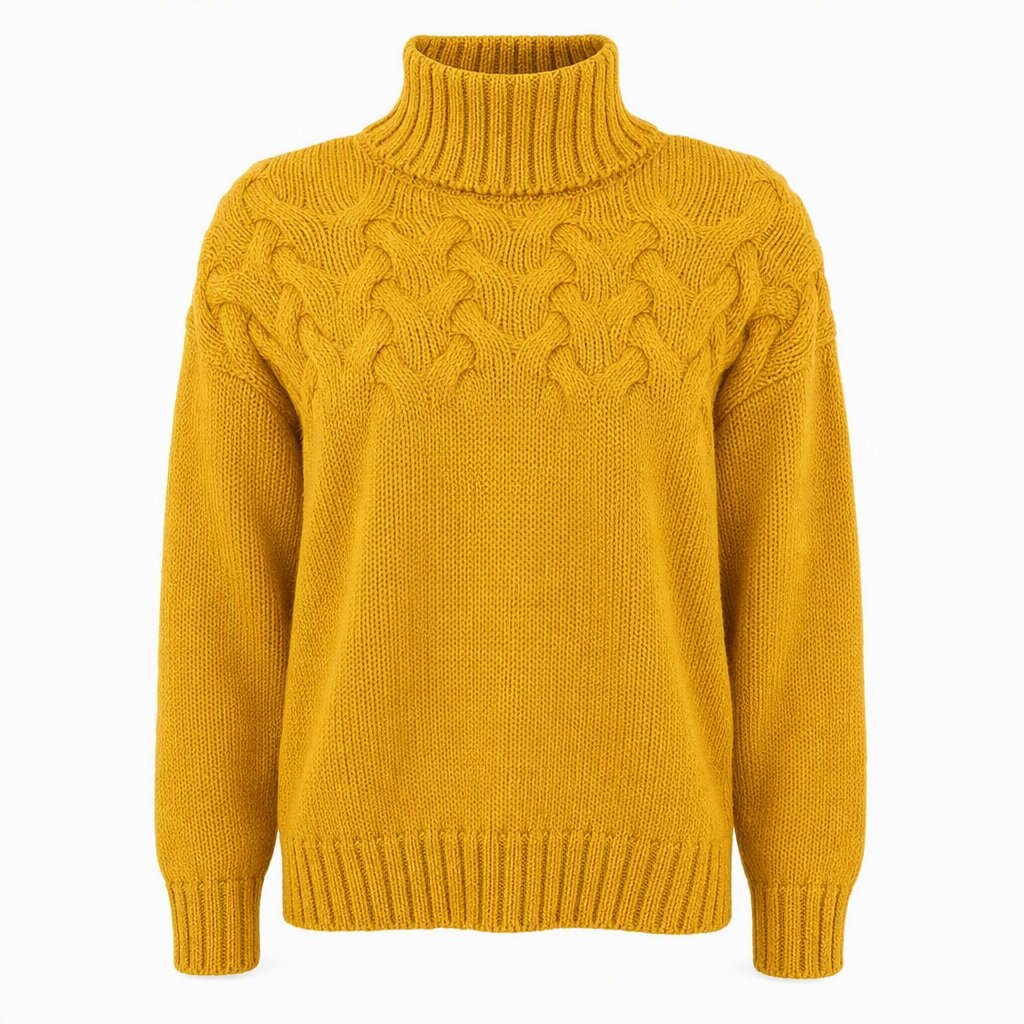 Casual solid color turtleneck knitted sweater