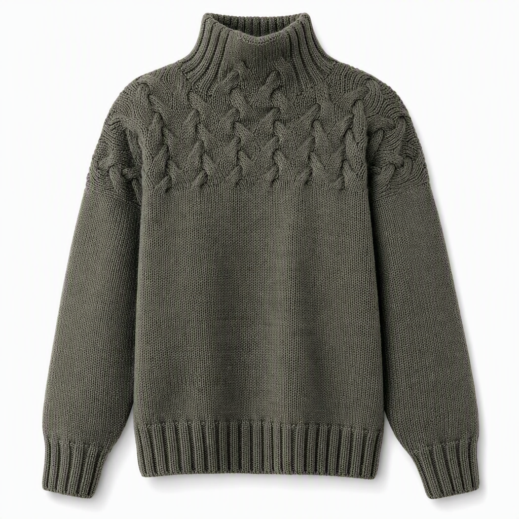 Casual solid color turtleneck knitted sweater