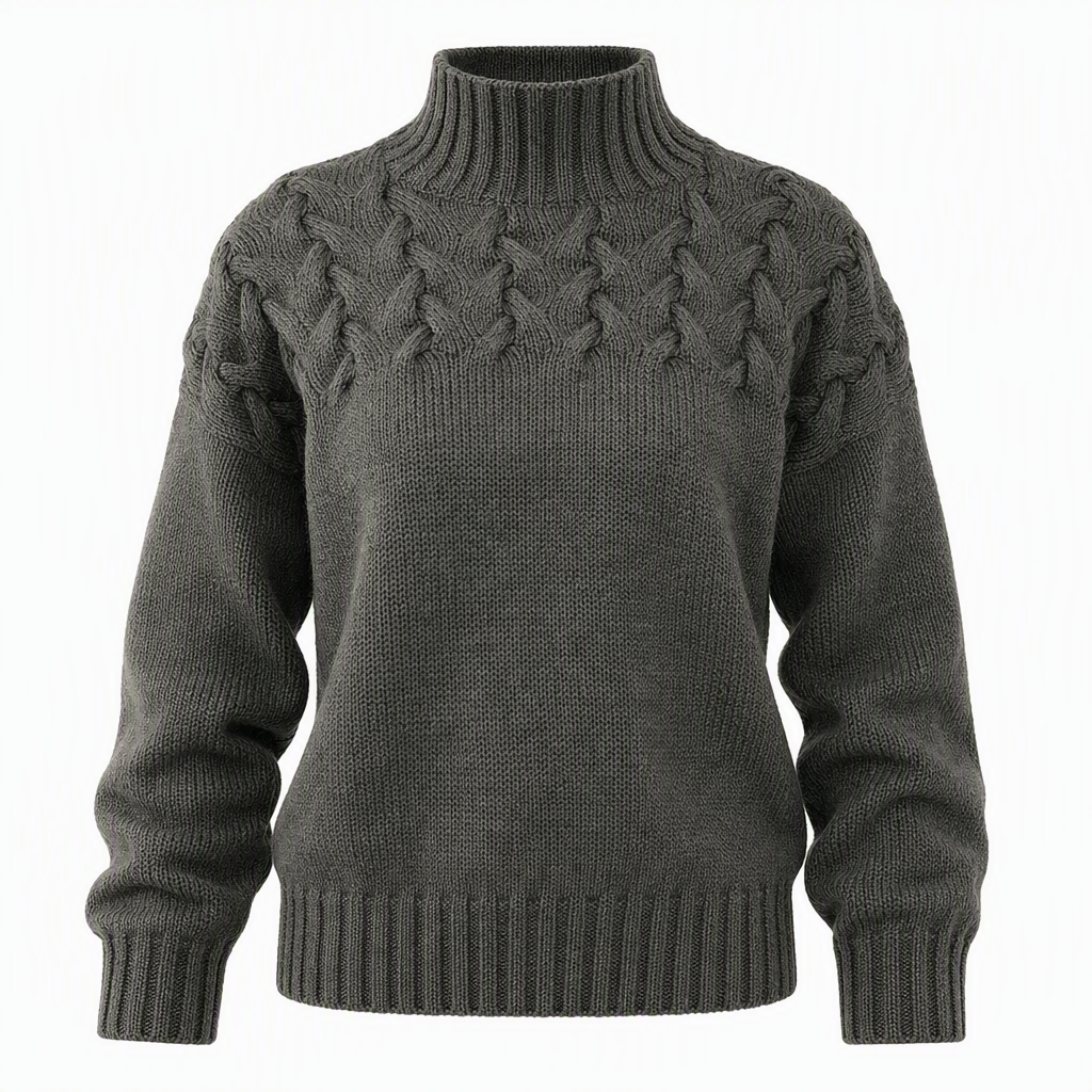 Casual solid color turtleneck knitted sweater