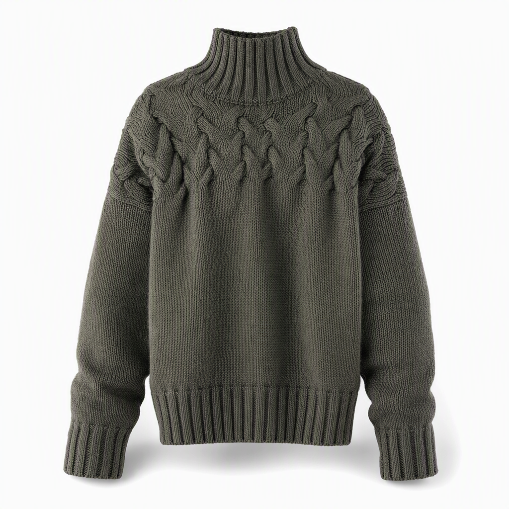 Casual solid color turtleneck knitted sweater