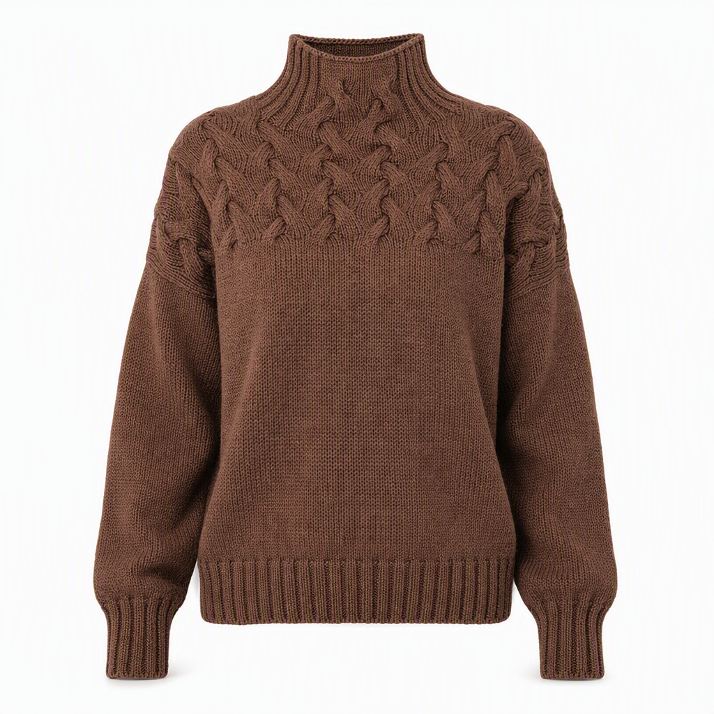 Casual solid color turtleneck knitted sweater