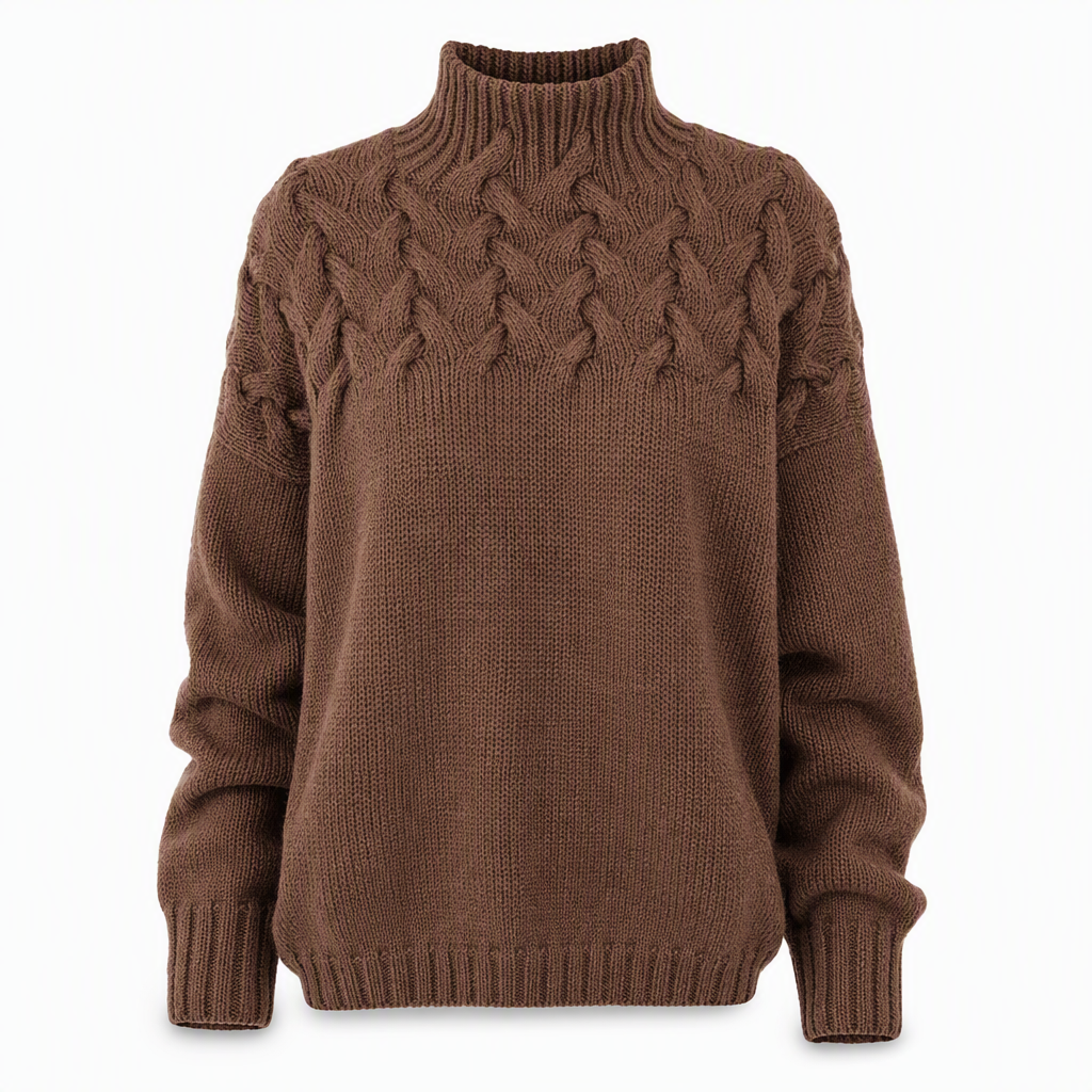 Casual solid color turtleneck knitted sweater