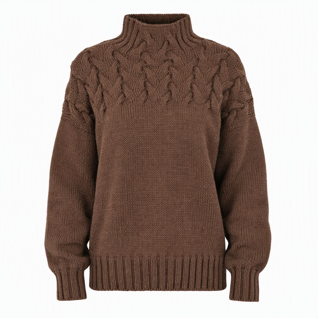 Casual solid color turtleneck knitted sweater