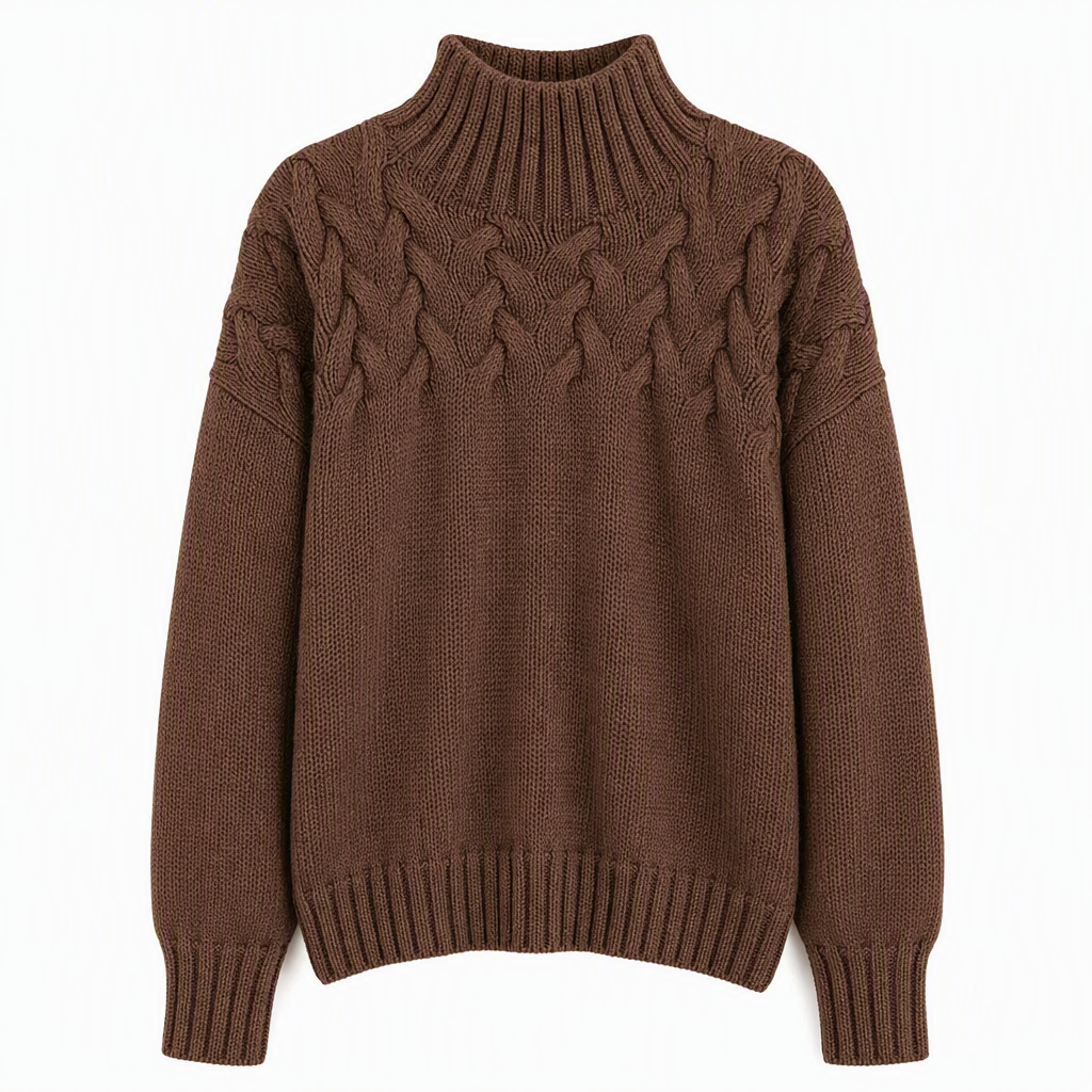 Casual solid color turtleneck knitted sweater