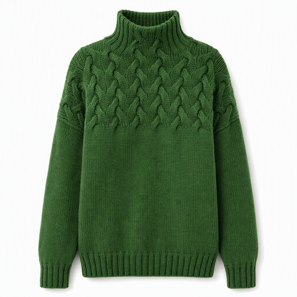 Casual solid color turtleneck knitted sweater