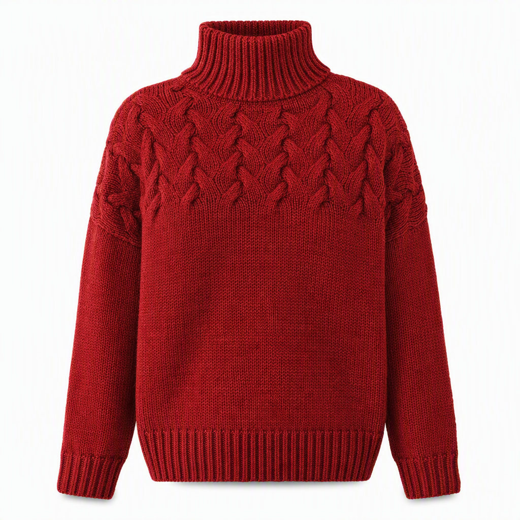Casual solid color turtleneck knitted sweater