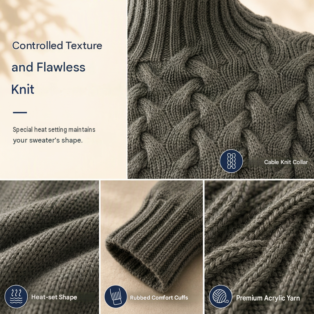 Casual solid color turtleneck knitted sweater