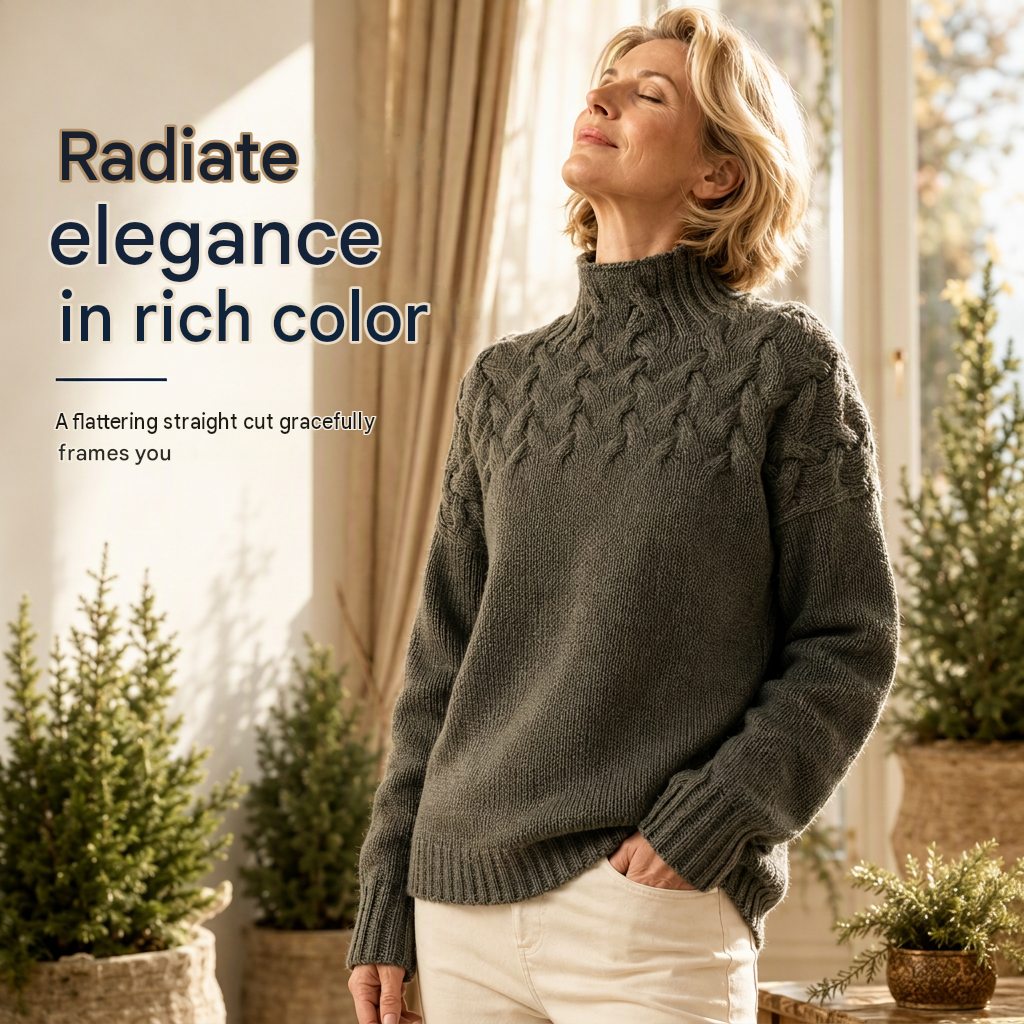 Casual solid color turtleneck knitted sweater