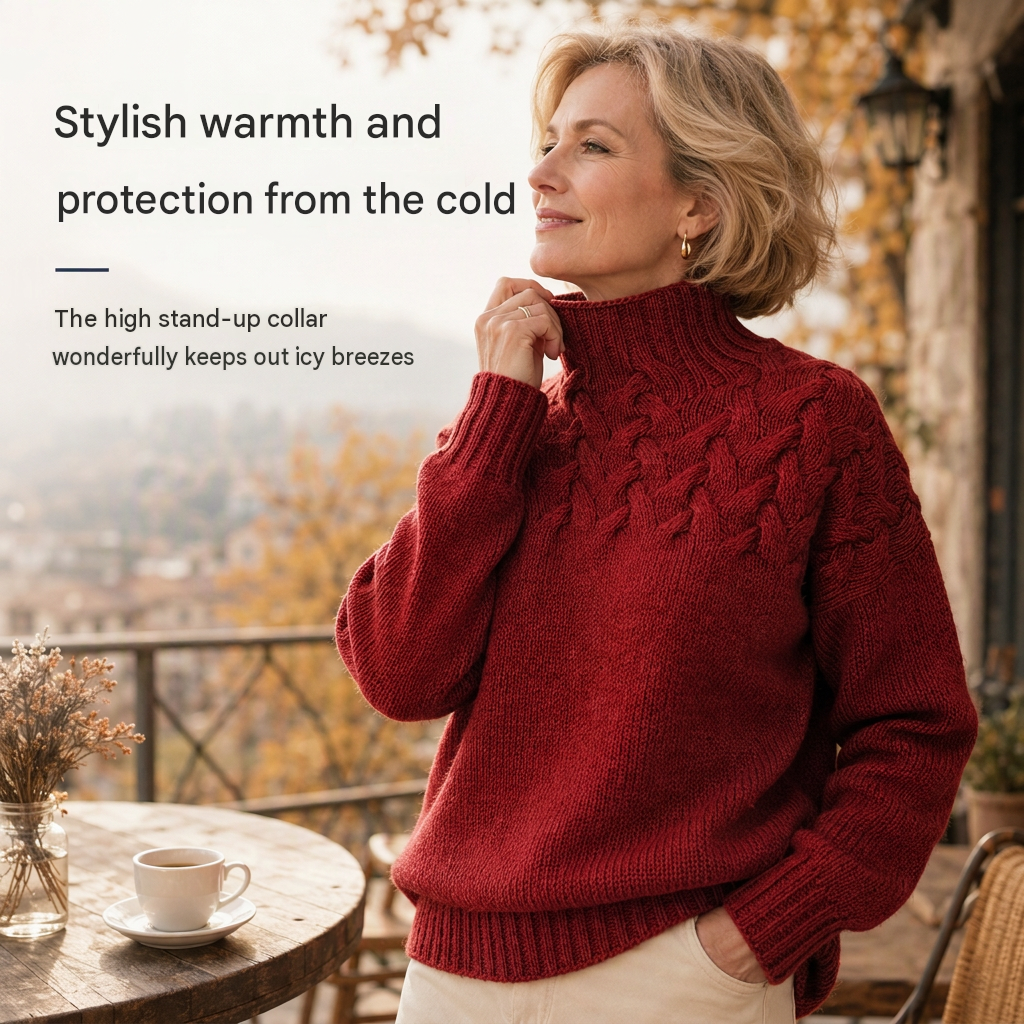 Casual solid color turtleneck knitted sweater